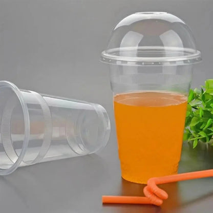 Bicchieri Di Plastica Trasparenti Con Coperchio Usa E Getta Per Bevande Capacità 460 O 600 Ml Set Da 40 E 50 Pezzi