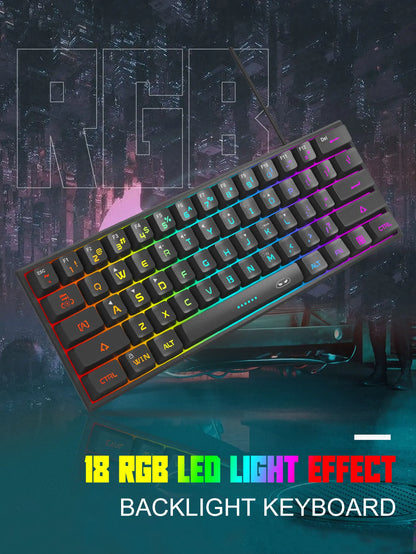 Tastiera Da Gioco MageGee Mini 60 Per Cento Con 61 Tasti Retroilluminata Rgb Ergonomica Impermeabile TS91
