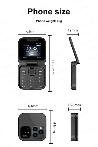 Telefono Cellulare Flip 2G Doppia SIM 1,77 Pollici Batteria 1000 mAh Lettore Video FM Jack Da 3,5 Mm
