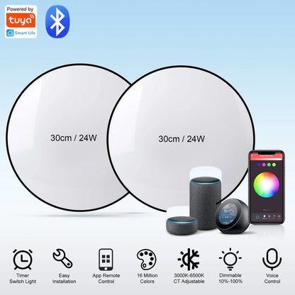 Plafoniera Led Dimmerabile con Controllo Remoto Rgb Bluetooth Tuya per Interni Alexa