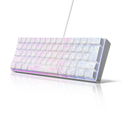 Tastiera Compatta Cablata 60 Percento Con Retroilluminazione Rgb Interruttori a Membrana Per Pc Tablet Laptop Bianco