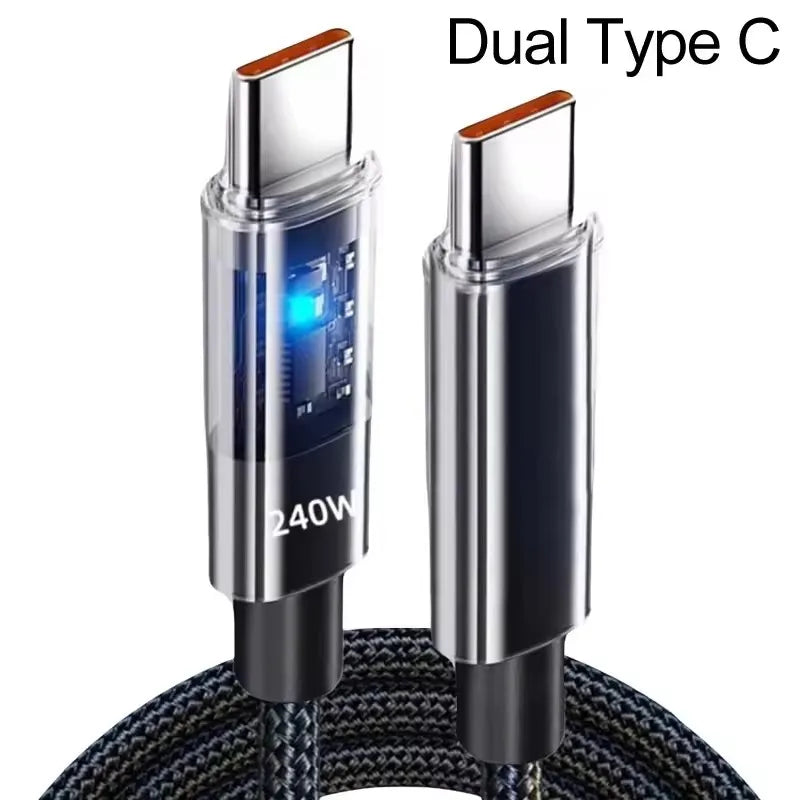 Cavo USB C in Nylon per Ricarica Rapida e Trasferimento Dati con LED Integrato e Durevole