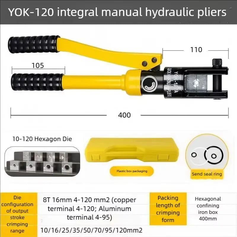 6-120 Pinza a crimpare idraulica YQK-120 Pressione 6T Utensili idraulici domestici Pinza idraulica Pinza a crimpare terminale cavo fai da te