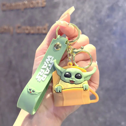 Cartoon Anime Cute Baby Yoda Portachiavi Mandalorian Figura Modello Master Yoda Portachiavi PVC Regalo per bambini