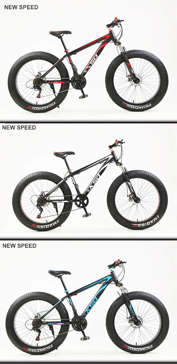 Fat Bike 26 Pollici Con Ammortizzatori Freni A Disco E Pneumatici Allargati Per Spiaggia Neve Fuoristrada