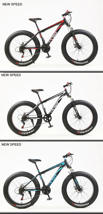 Fat Bike 26 Pollici Con Ammortizzatori Freni A Disco E Pneumatici Allargati Per Spiaggia Neve Fuoristrada