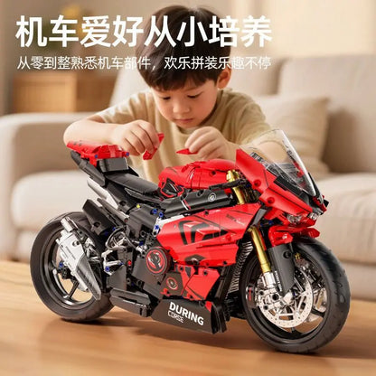 Set Blocchi Moto V4s Racing Con Supporto Esposizione Gioco STEM Per Adulti E Bambini Regalo Unisex