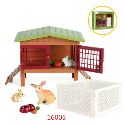 Oenux Farm House Modello Action Figures Agricoltore Moto Mucca Gallina Maiale Animali Set Figurine in miniatura PVC Simpatico giocattolo educativo per bambini