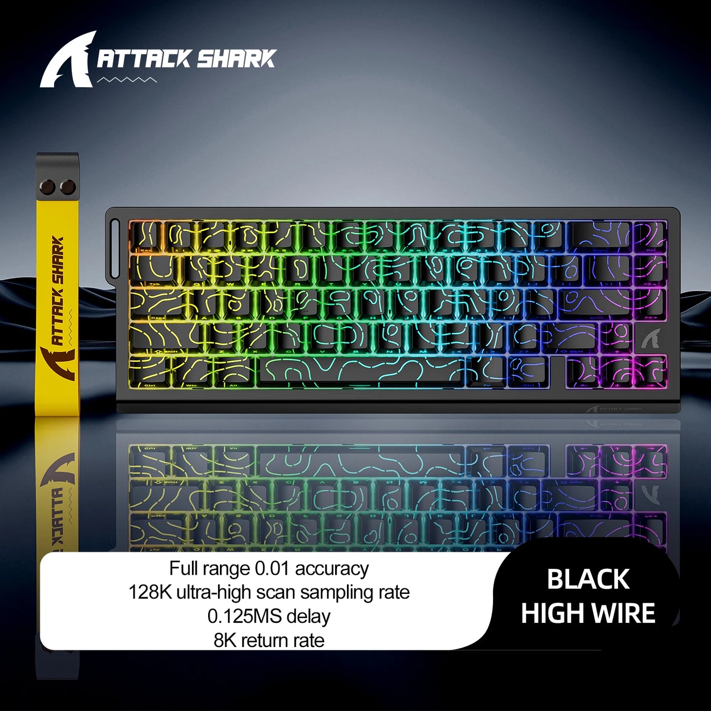 X68HE ATTACK SHARK Tastiera da gioco magnetica meccanica cablata per Pro Gaming Trigg rapido 0,01 mm 8000 Hz SOCD/Rs 0,125 ms 128 K Velocità