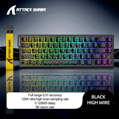 X68HE ATTACK SHARK Tastiera da gioco magnetica meccanica cablata per Pro Gaming Trigg rapido 0,01 mm 8000 Hz SOCD/Rs 0,125 ms 128 K Velocità