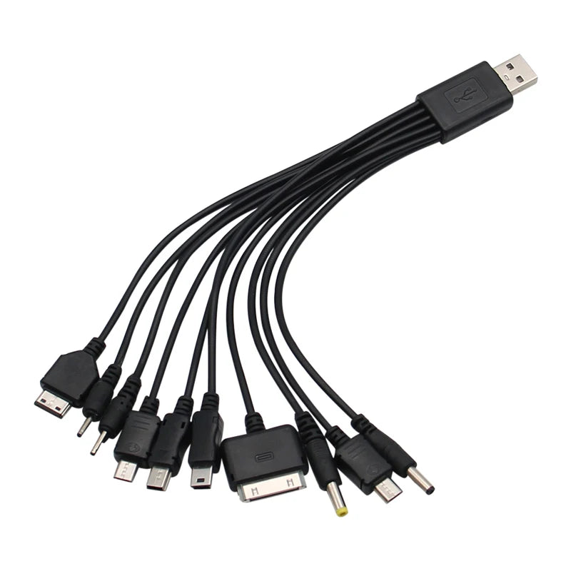 Cavo USB 10 in 1 con porte multiple, cavo di ricarica universale per telefono, cavo di ricarica per iPhone, Nokia, Sony, iPod.