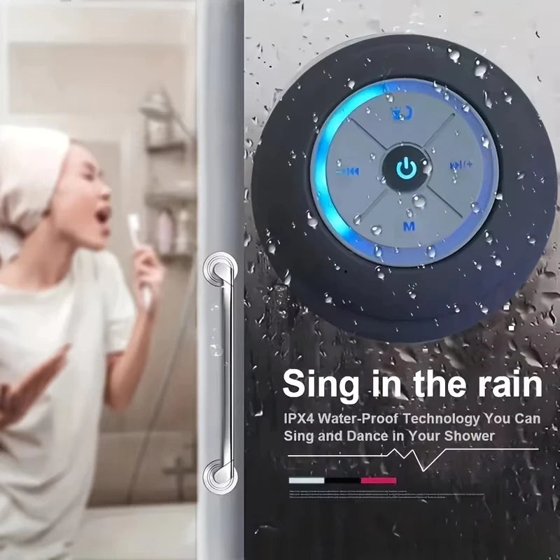 Famiglia portatile senza fili Bluetooth ventosa impermeabile LED piccolo altoparlante per auto bagno telefono cellulare ascolto musica stereo