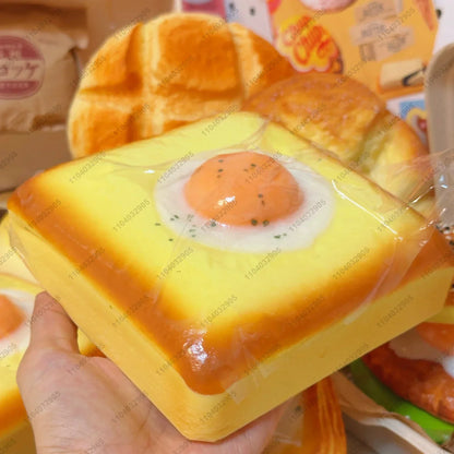 Grande Uovo Fritto Toast Squishy Aumento Lento Grande Uovo Spesso Pane Squishy Rimbalzo Lento Spremere Giocattolo Antistress Rilascio Mano Rilassarsi Giocattolo