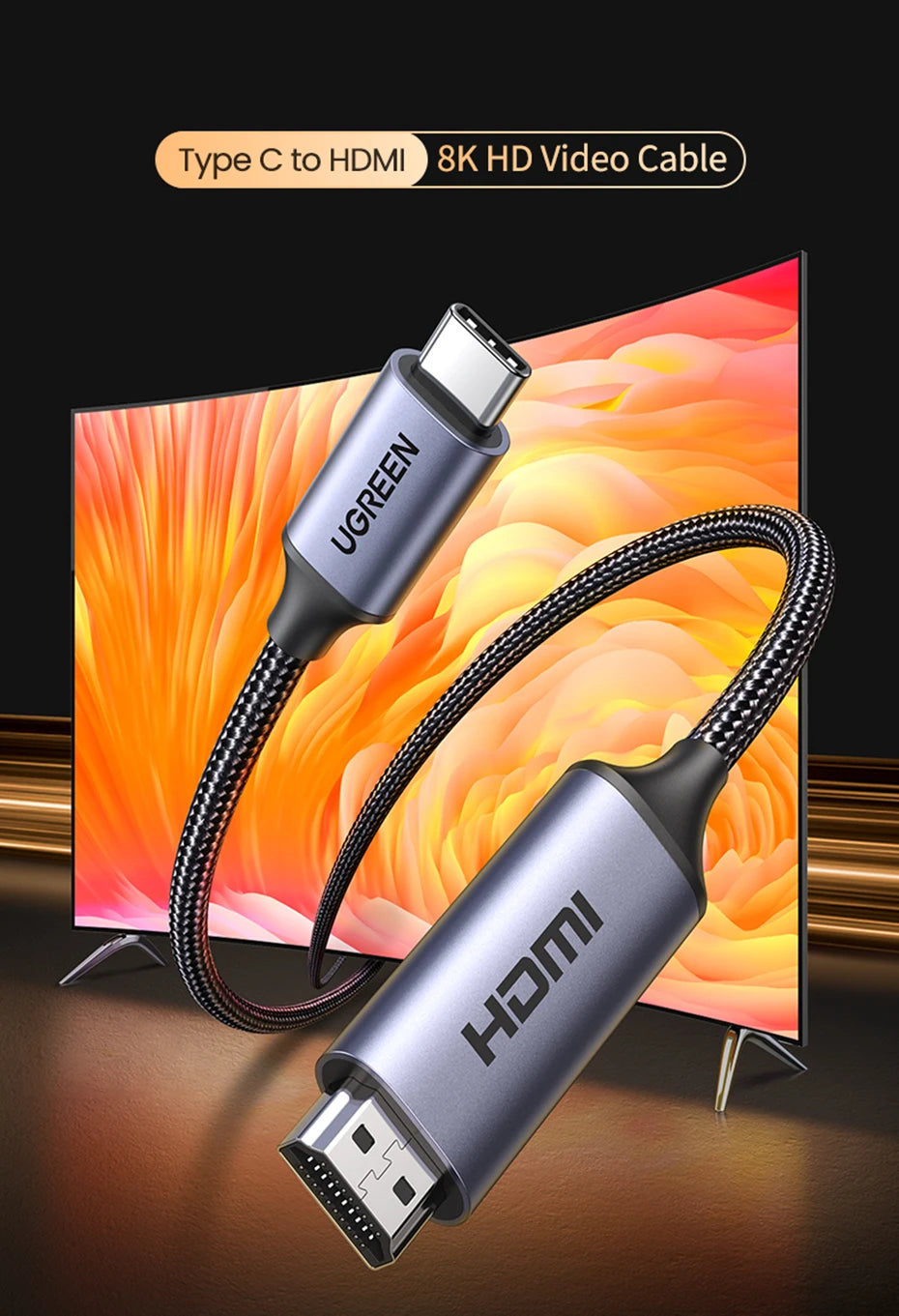 UGREEN Cavo USB C a 4K 8K compatibile HDMI 8K/60Hz 4K/120Hz per MacBook Pro iMac iPad Pro per Samsung Galaxy USB C a HDMI 2.1