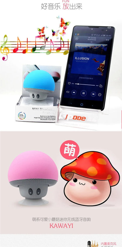 Mini Altoparlante Bluetooth Rosa Portatile Con Design Funghetto E Supporto Ventosa Per Telefono E PC