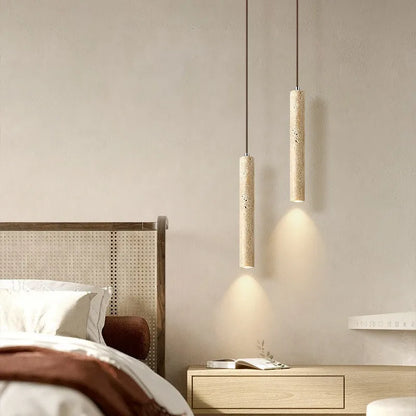 Lampada a Sospensione in Pietra Gialla Stile Giapponese Wabi Sabi per Camera da Letto e Bar