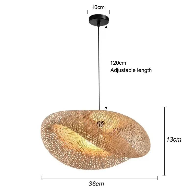Lampada A Sospensione In Bambù E Rattan Intrecciato Lavorata A Mano Arredo Interni Caldo Per Sala Da Pranzo