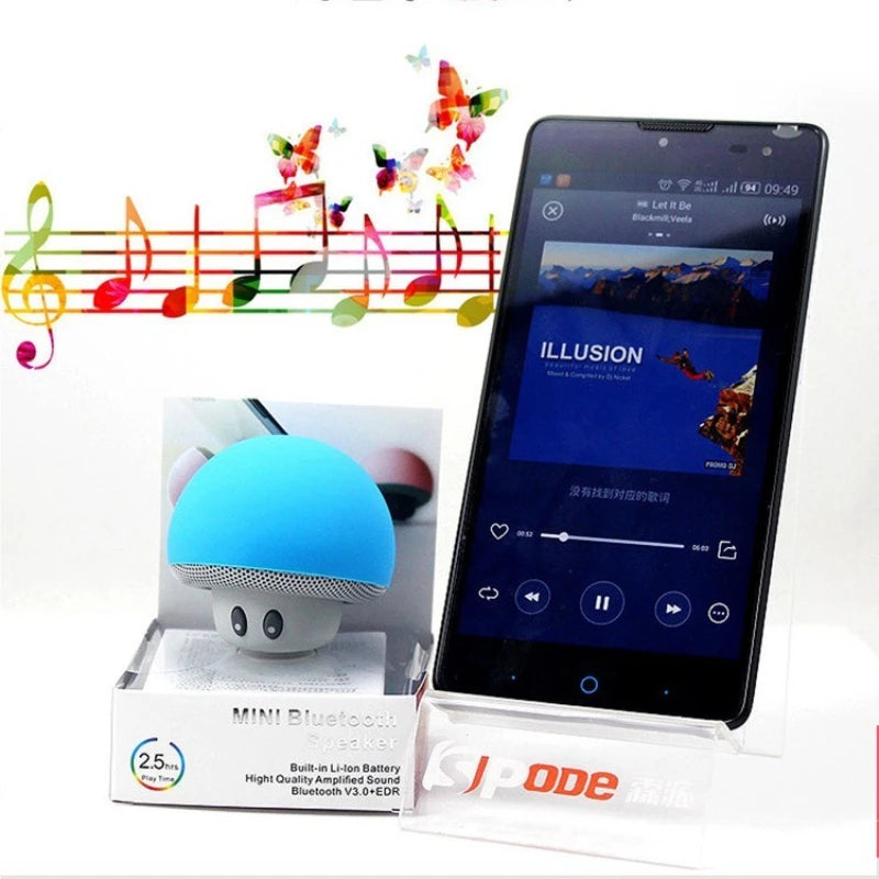 Mini Altoparlante Bluetooth Rosa Portatile Con Design Funghetto E Supporto Ventosa Per Telefono E PC