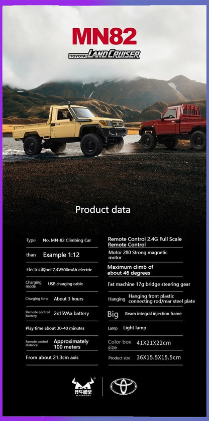 MN82S MN82 Toyota Rc 4x4 Rc CAR 2.4g 1/12 Full Scale Off-road telecomando RC Crawler CAR ragazzo telecomando auto giocattolo regalo