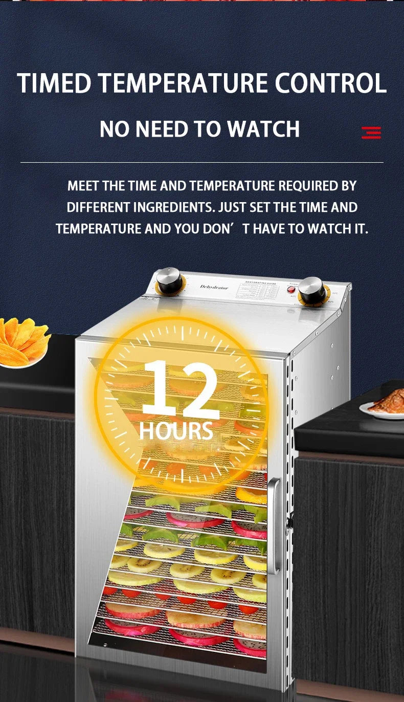 Essiccatore Alimentare Intelligente A 6 8 12 18 Strati Con Timer E Controllo Della Temperatura Per Frutta Verdura Carne