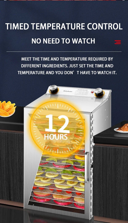 Essiccatore Alimentare Intelligente A 6 8 12 18 Strati Con Timer E Controllo Della Temperatura Per Frutta Verdura Carne