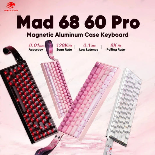 MADLIONS Mad 60he Mad60HE Mad 68HE Tastiera meccanica Interruttore magnetico Wired Hot Swap 8K Velocità di traina Tastiera da gioco personalizzata