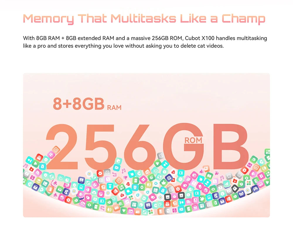 Cellulari Smartphone 5G Cubot X100, Android 15, Dimensity 7025, 6nm, 2.5GHz, schermo da 6.88 pollici 120Hz, 16GB RAM (8GB+8GB estesi), 256GB ROM, fotocamera da 64MP, batteria da 5100mAh, telefoni 5G, NFC telefono, GPS