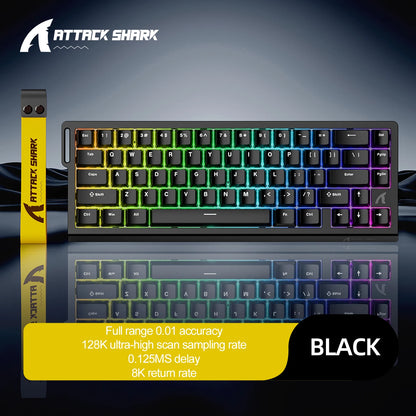 X68HE ATTACK SHARK Tastiera da gioco magnetica meccanica cablata per Pro Gaming Trigg rapido 0,01 mm 8000 Hz SOCD/Rs 0,125 ms 128 K Velocità