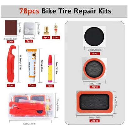 Kit di Riparazione Pneumatici per Bicicletta con Toppe, Colla e Leve per Riparazioni Veloci
