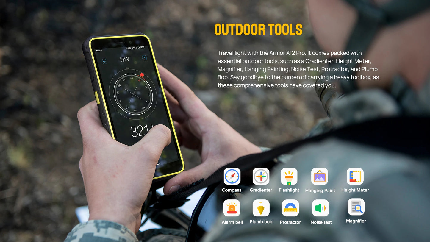 Ulefone Armor X12 Pro,Android 13, fino a 8GB + 64GB ,4860mAh,13MP 5.45 "4G NFC, versione globale, doppio 4G VoLTE,3 Slot per schede