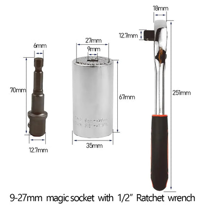 Onnfang 7-19/11-32mm chiave a cricchetto universale testa a bussola universale, chiave a bussola per uso domestico/chiave per utensili manuali