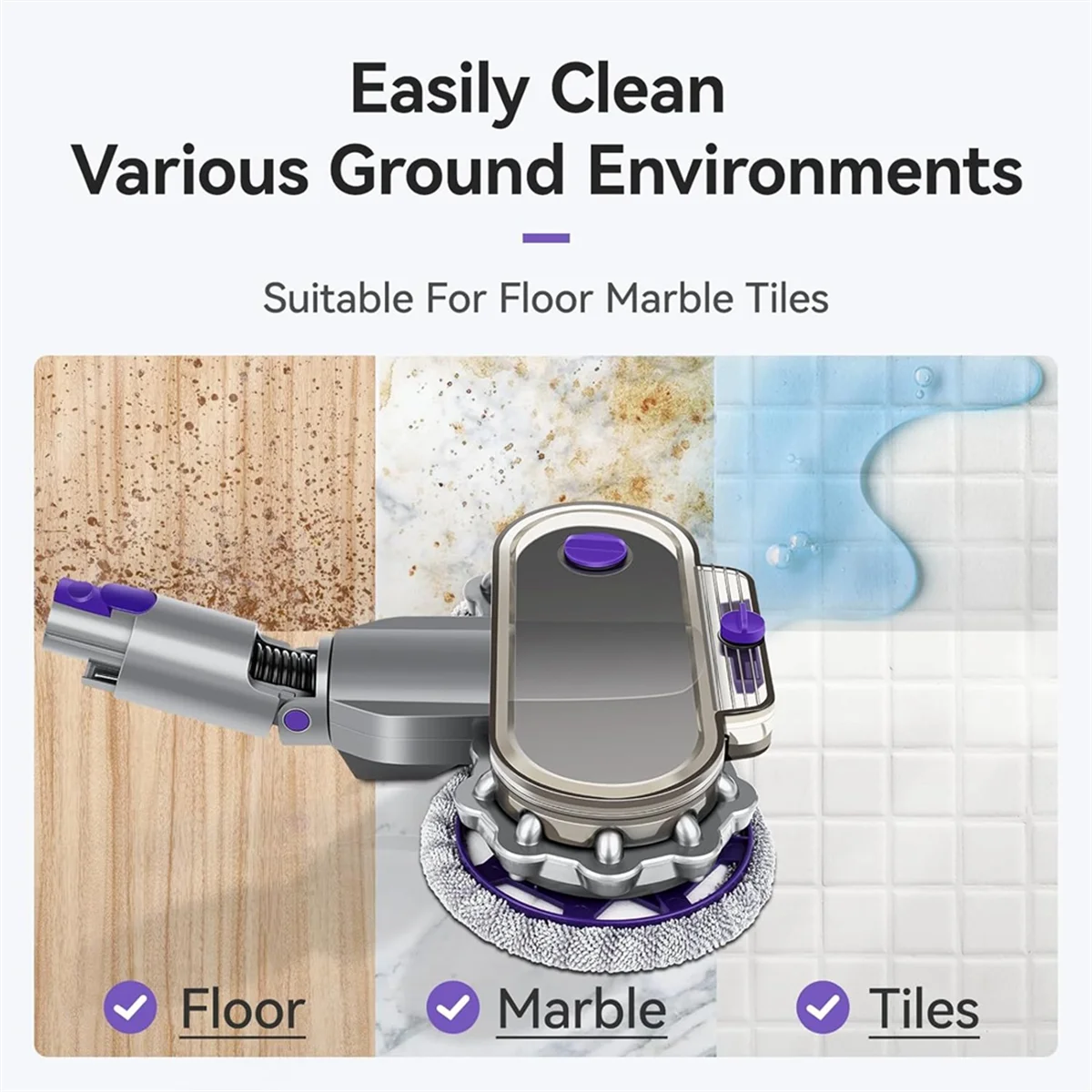 Testa di pulizia ad alta efficienza per Dysons V7 V8 V10 V11 V15 aspirapolvere testa Mop asciutta e bagnata con acqua Trank