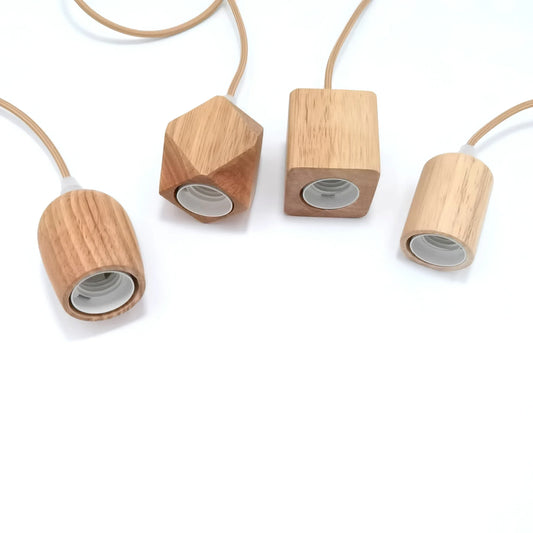 Lampada a Sospensione in Legno Naturale E27 per Soggiorno e Camera da Letto, Illuminazione Calda ed Elegante