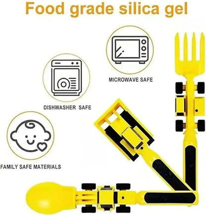 Stoviglie Per Bambini Set Auto Bulldozer Escavatore Pala Piatto Forchetta Cucchiaio BPA Free Ecologiche