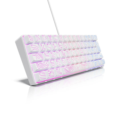 Tastiera Compatta Cablata 60 Percento Con Retroilluminazione Rgb Interruttori a Membrana Per Pc Tablet Laptop Bianco