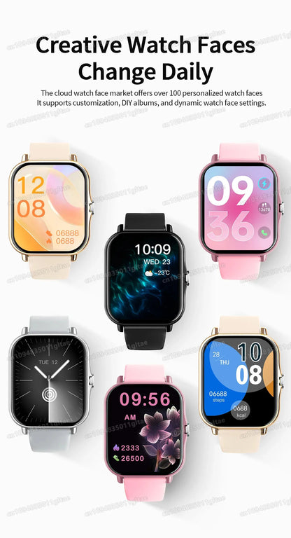Nuovo Smartwatch con Chiamata BT, Monitoraggio Salute e Sonno, Schermo HD da 1.80'', Orologio Intelligente per Bambini, Impermeabile, Braccialetto Sportivo alla Moda per Donne e Uomini