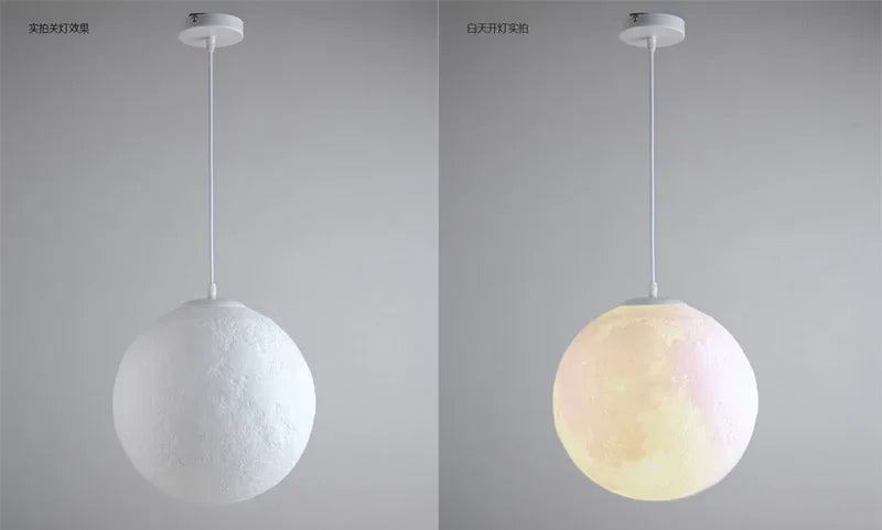 Lampada A Sospensione Forma Di Luna Con Stampa 3D Per Ristorante E Bar Atmosfera Creativa Luce Notturna 110V 220V