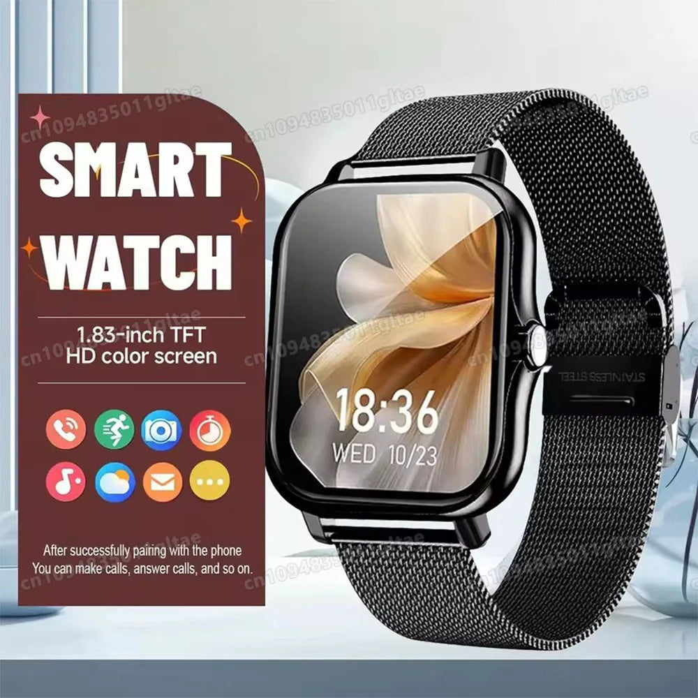Nuovo Smartwatch con Chiamata BT, Monitoraggio Salute e Sonno, Schermo HD da 1.80'', Orologio Intelligente per Bambini, Impermeabile, Braccialetto Sportivo alla Moda per Donne e Uomini