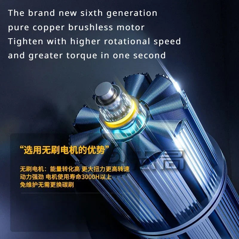 Chigo Trapano Avvitatore Brushless 18V 80 Nm Batteria Li-Ion 10 mm Cacciavite Professionale