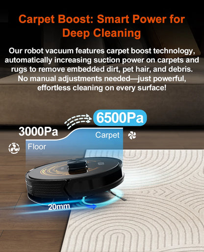 Robot Aspirapolvere Abir X9 Con Navigazione Laser, 6500 Pa, Mappa Multi Piano, Lampada UV e Controllo Zone