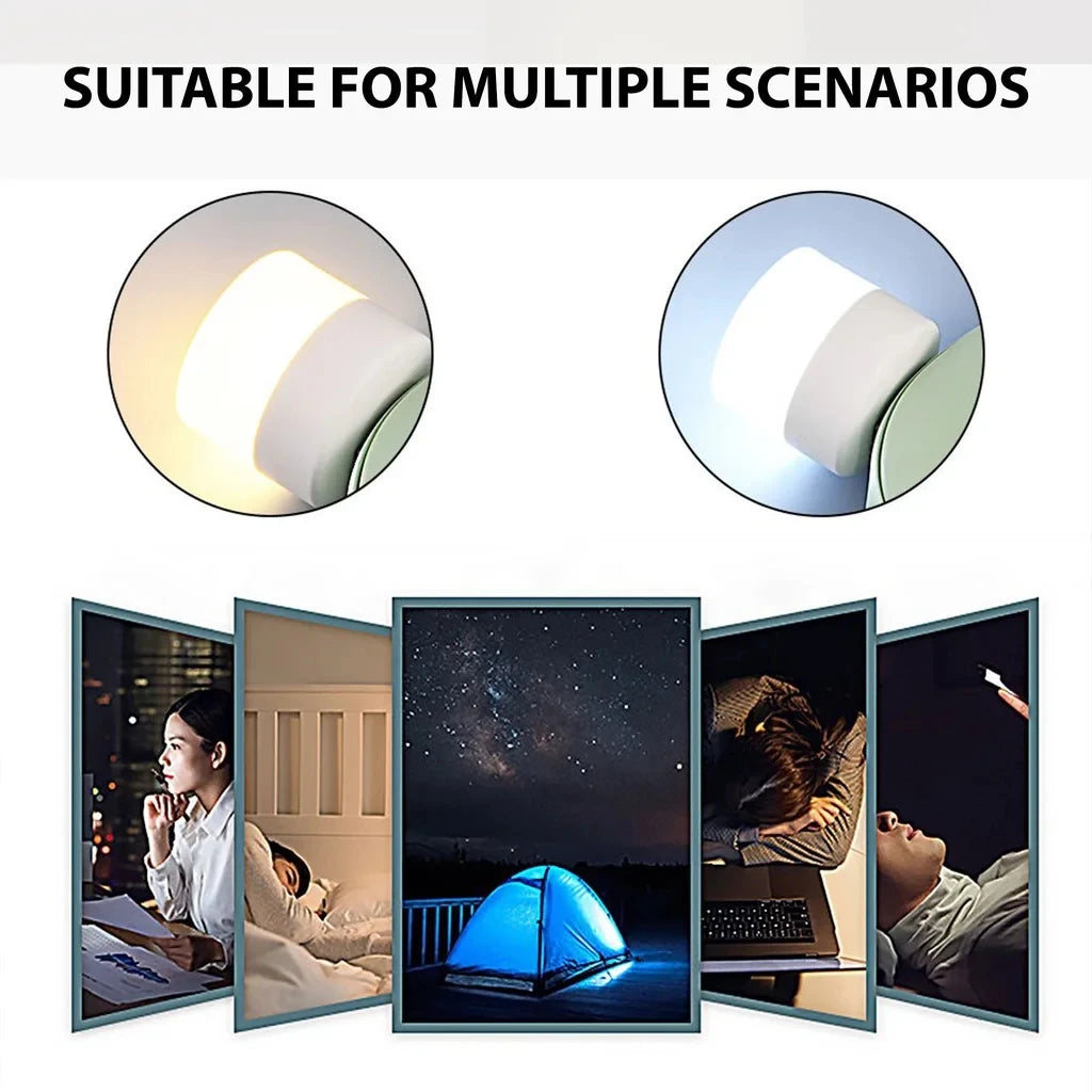 Luce Notturna Usb Mini Led Rotonda Per Lettura Protezione Degli Occhi Lampada Da Lettura Portatile