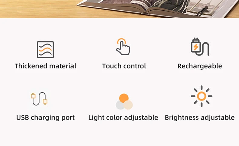Lampada Da Tavolo Led Ricaricabile Portatile Con Controllo Touch Tre Colori Regolabile Per Camera