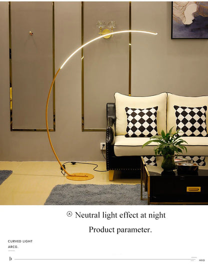 Lampada Da Terra Moderna A Arco Nordico Con LED Dimmabile E Telecomando Per Soggiorno E Camera Da Letto