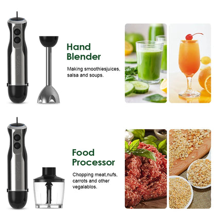 Frullatore Ad Immersione Potente 1000W 5 In 1 Con Frusta, Tritatutto, Ghiaccio E Tazza Per Smoothie