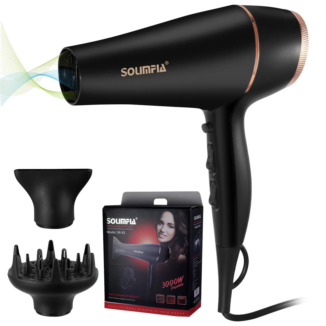 Asciugacapelli professionale a 6 livelli per salone di grado industriale, asciugatura rapida, strumento per lo styling dei capelli ad alta temperatura, barbecue per la casa