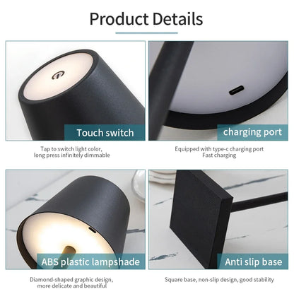 Lampada Da Tavolo Led Dimmabile Al Tocco Ricaricabile Senza Fili Design Nordic Per Cameretta E Scrivania