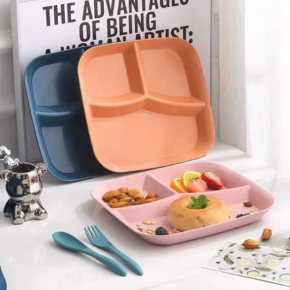 Piatto Quadrato In Plastica Con Tre Scomparti Per Pranzo Colazione Leggero Facile Da Lavare