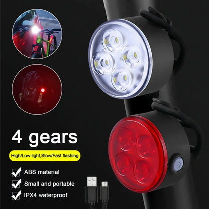 Set Luci Da Bicicletta Ricaricabili Frontale E Posteriore Impermeabili USB MTB Con Alta Luminosità