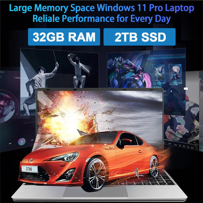 Laptop 15,6 Pollici Con 32 Gb Ram E 2 Tb SSD Windows 11 Impronta Digitale Tastiera Retroilluminata