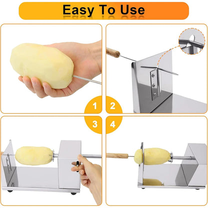 LMETJMA Taglierina a spirale per patate Tornado manuale Affettatrice per patate intrecciate Taglierina per patate a spirale Patate fritte Tornado Twister JT309